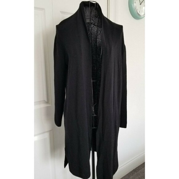 M.M. LAFLEUR Cardigan Sweater Merino Wool Black In Seam Pockets Womens Size (S) - Picture 1 of 9